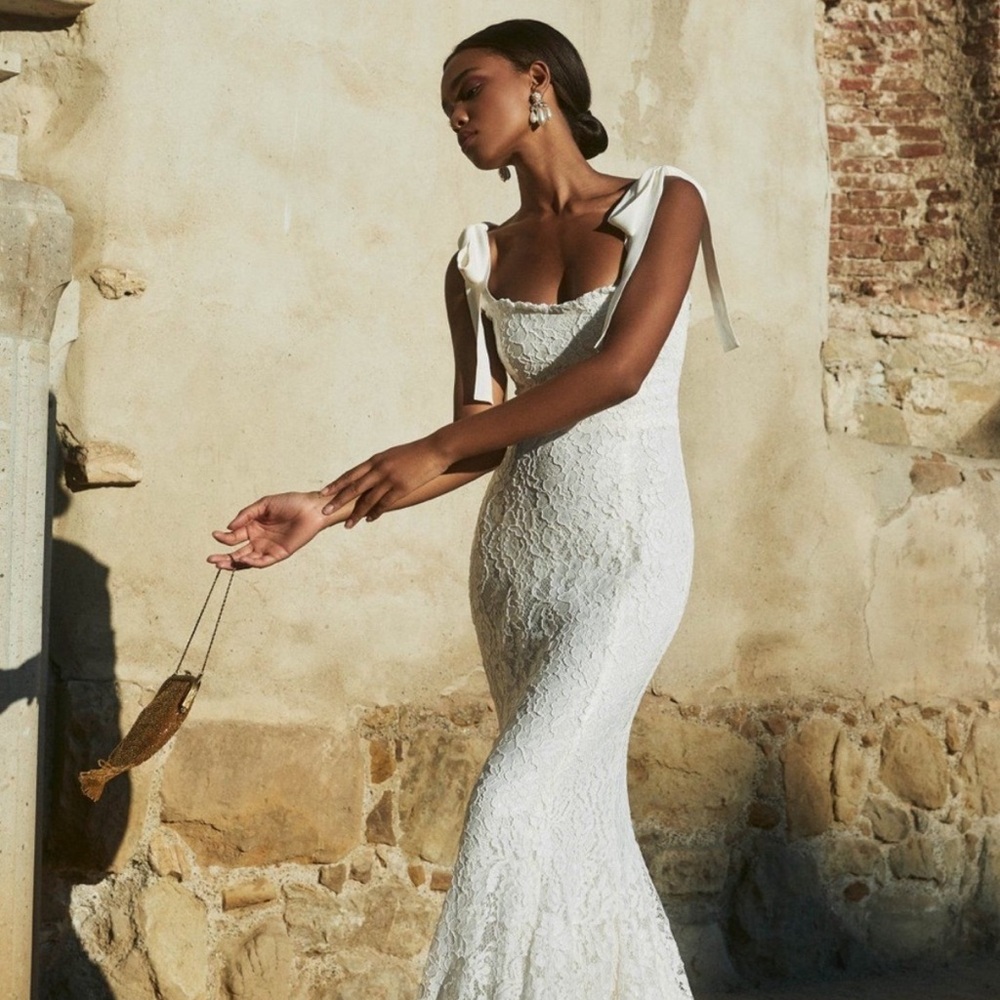 Reformation Lace Wedding Dress in Cream - Picture 10 of 12